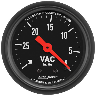 AutoMeter 2610 Z-Series 2-1/16'' Vacuum 0-30 in Hg Mechanical