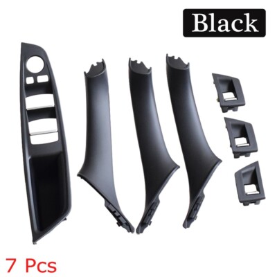 7pcs black Inner Door Panel Handle Pull Trim Cover Set for BMW 5 Series F10 F11