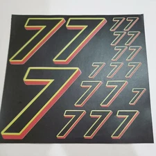 Matte Black-w yellow/red  #7's Racing Vinyl Decal Sheet Rc