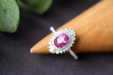 3Ct Oval Cut Lab Created Pink Sapphire Pretty Wedding Ring 14k White Gold Plated