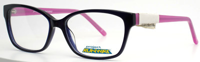 PROJECT RUNWAY PR132Z Navy Pink Womens Semi Cat Eye Eyeglasses 55-15-135 B:37