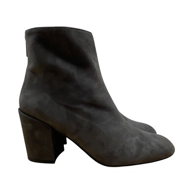Stuart Weitzman Women s Grey Suede Side Zipper Block Heel Ankle Boots 11M - New
