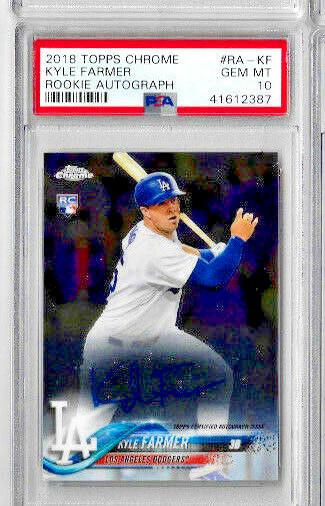 2018 Topps Chrome Kyle Farmer Rookie Auto Gem Mint PSA 10