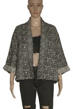 Urban Outfitters Ecote Jacquard Fabric Front Open Black Tunic Vintage Jacket M