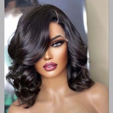 Black Wig 4X4 Lace Frontal Human Hair Deep Wave Short Wigs for Black Women