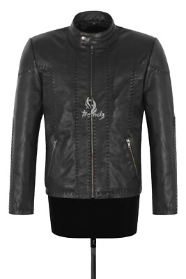 Herren Lederjacke schwarz Sattelnaht klassische Mode Jumbo Style Jacke