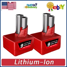 2PCS 12V 9Ah FOR MILWAUKEE M12 LITHIUM-ION BATTERY EXTENDED CAPACITY 48-11-2460