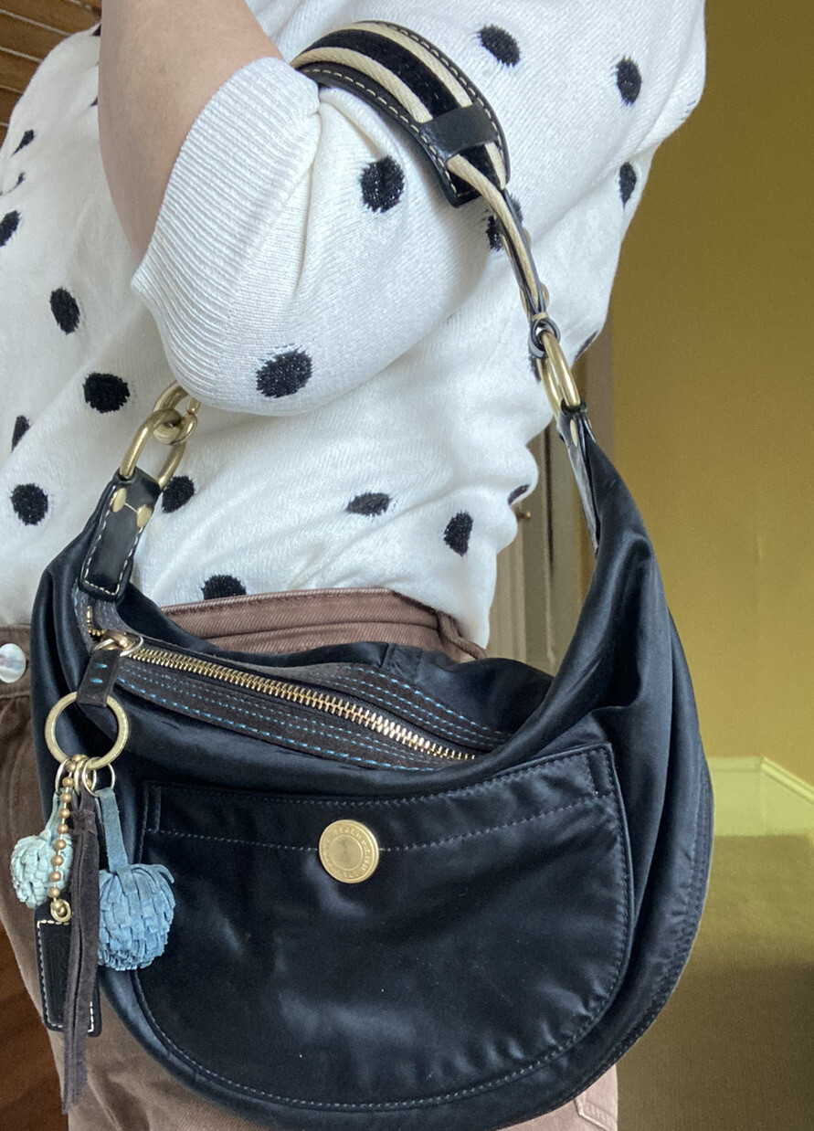 Coach Small Black Hobo Shoulder Bag Or Purse With Bra… Gem