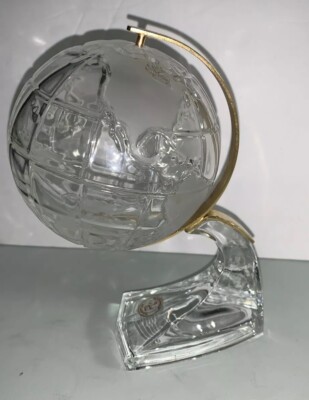 Crystal Clear Made in Germany 24% Lead Crystal World Globe With Stand