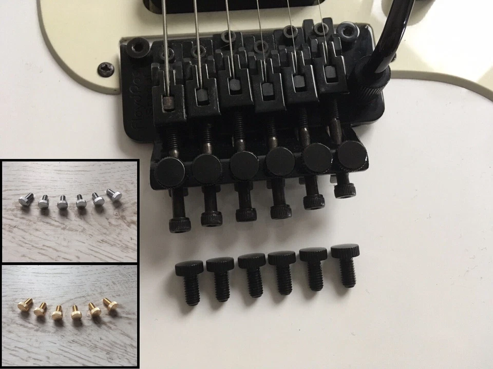 GENERIC PART 6 x Floyd Rose Bridge Feinabstimmung Tremolo Schrauben in Schwarz, Chrom oder Gold