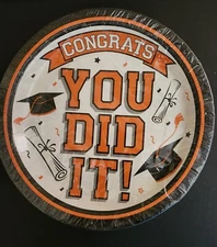 FREE 50 Orange Congrats GRAD Congratulations Graduation Desert Plates 2024  US