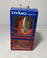 Vintage Dymo Mini Orange Label Maker Original Box 1975 Model No 1870 Uses 3/8”