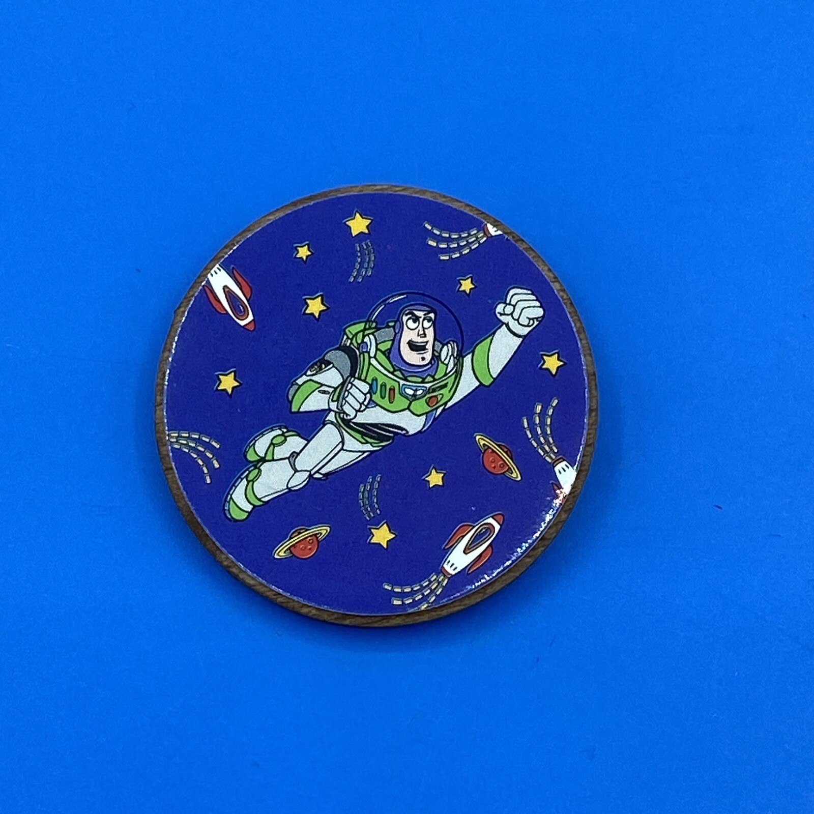 custom Made Craft Pog  button pin Toy Story Buzz Rocket