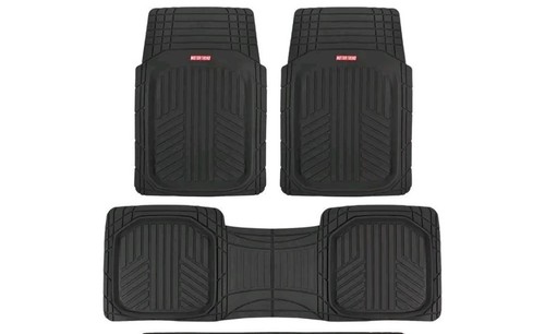 Motor Trend FlexTough - Set completo di tappetini per auto in gomma nera con rivestimento per bagagliaio, anteriore e posteriore, per auto, furgoni, SUV, per tutte le condizioni atmosferiche