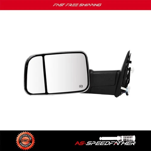 Chrome Pair Power Heated Tow Mirrors For Dodge RAM 1500-3500 Signal Puddle Light