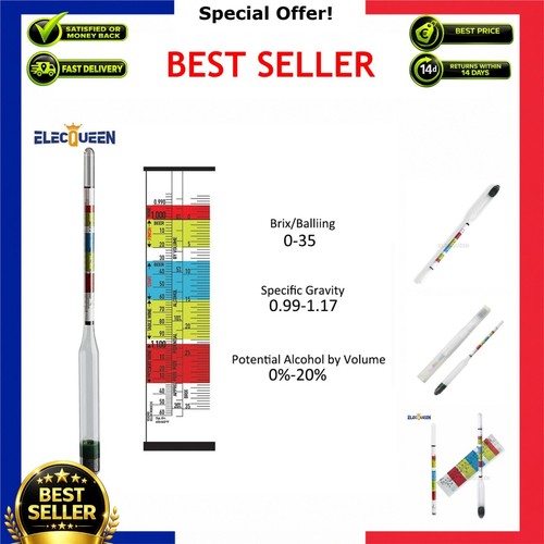 Triple Scale Hydrometer for Wine Beer Cider Homebrew Alcohol Test