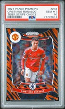 2021 PANINI PRIZM PREMIER LEAGUE CRISTIANO RONALDO TIGER STRIPE PSA 10 *POP 2*