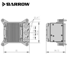 Barrow CPU Water Block Combo 17W PWM Pump INTEL AMD AM4,X99 X299 LTPRP-04 SILVER