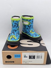 Bogs Super Dino Kids US 5 Blue 100 Waterproof Mid Calf Rain Boot - NIB