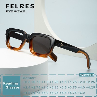Unisex Photochromic Fashion Square Reading Glasses Retro Classic Shade Glasses 