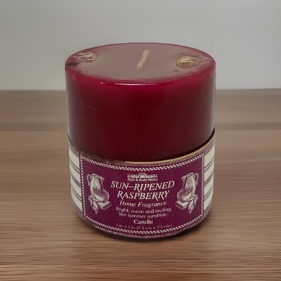 Bath & Body Works Sun- Ripened Raspberry 3x3 Pillar Candle Sealed NEW 