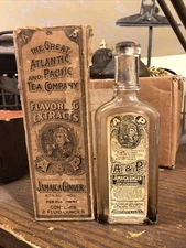 ANTIQUE VINTAGE A & P ATLANTIC & PACIFIC JAMAICA GINGER BOTTLE PAPER LABEL BOX