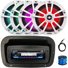 JVC Marine Receiver, 4x 6.5" 225W RGB LED Coaxial White RGB LED Marine Speakers