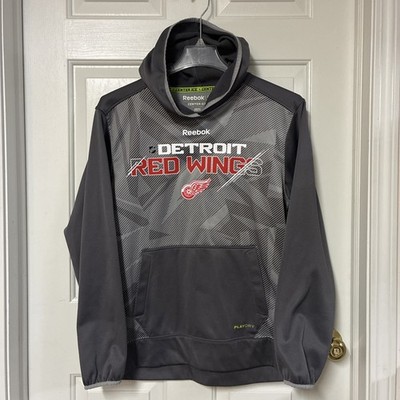 Reebok Center Ice NHL Detroit Red Wings Gray Play Dry Hoodie Sweatshirt Men s M