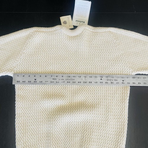 NEW Barbour Wool Sweater Men's 42 L Beige Knit Fisherman Chunky Scotland - Picture 7 of 9