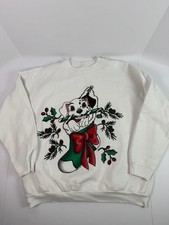 Vintage Disney 101 Dalmatians Christmas Sweatshirt White Size XL