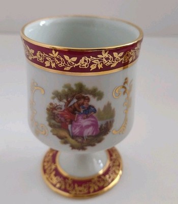 Limoges Fragonard Porzellan Tasse, Kelch, Balzpaar. vintage 1980