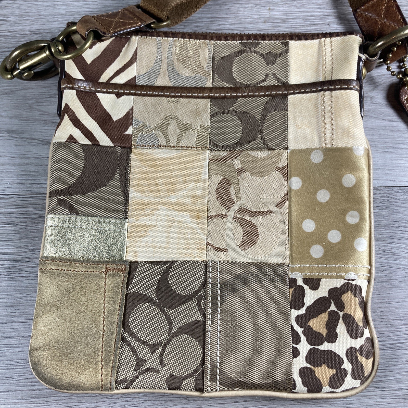 Coach Multicolor Tan Brown Patchwork Style Crossb… - image 2