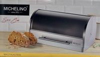 Michelino Brotkasten Klappdeckel Edelstahl Griff Brotkiste BrotbehäLter Brotbox