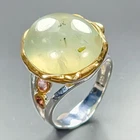 Fine Art 20 ct Natural Prehnite Ring 925 Sterling Silver Size 8 /R463394