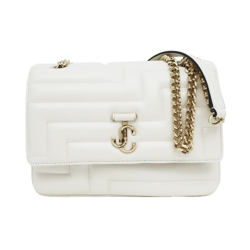Jimmy Choo Chain Shoulder Leather White Shoulder Bag Gold Hardware #UDB771