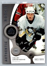 COLBY ARMSTRONG /999 AUTHENTIC ROOKIE 2005-06 SP GAME USED PENGUINS