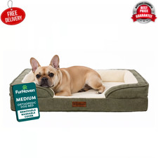 Furhaven Orthopedic Pet Bed Nest Top Sofa Medium 30x20 Green Dog Bed