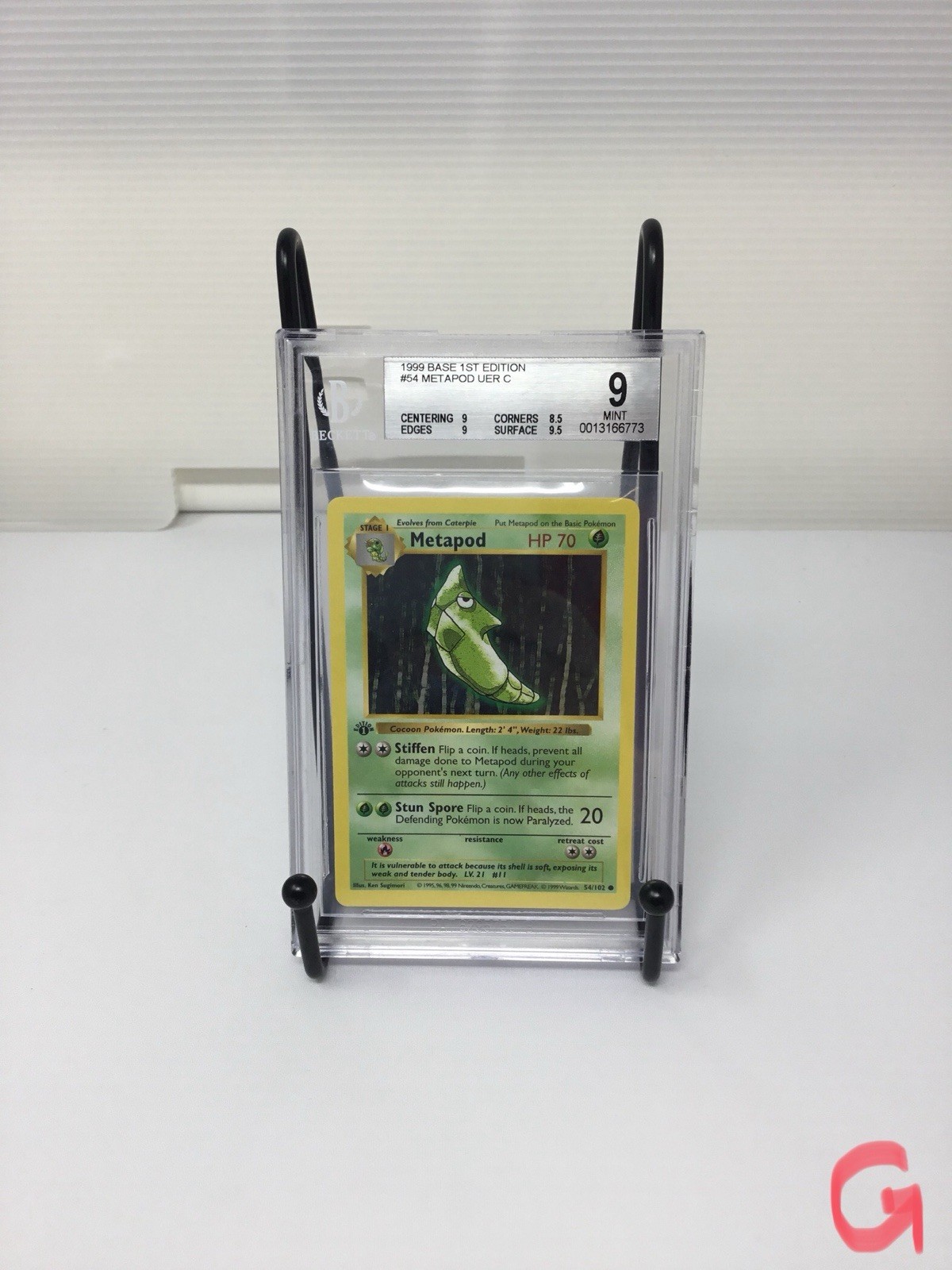 Metapod 54/102 Pokémon 1999 Base 1st Edition Shadowless Beckett 9 G