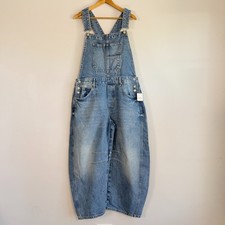 Free People Good Luck Barrel Overalls Large in Ultra Light Beam Festival