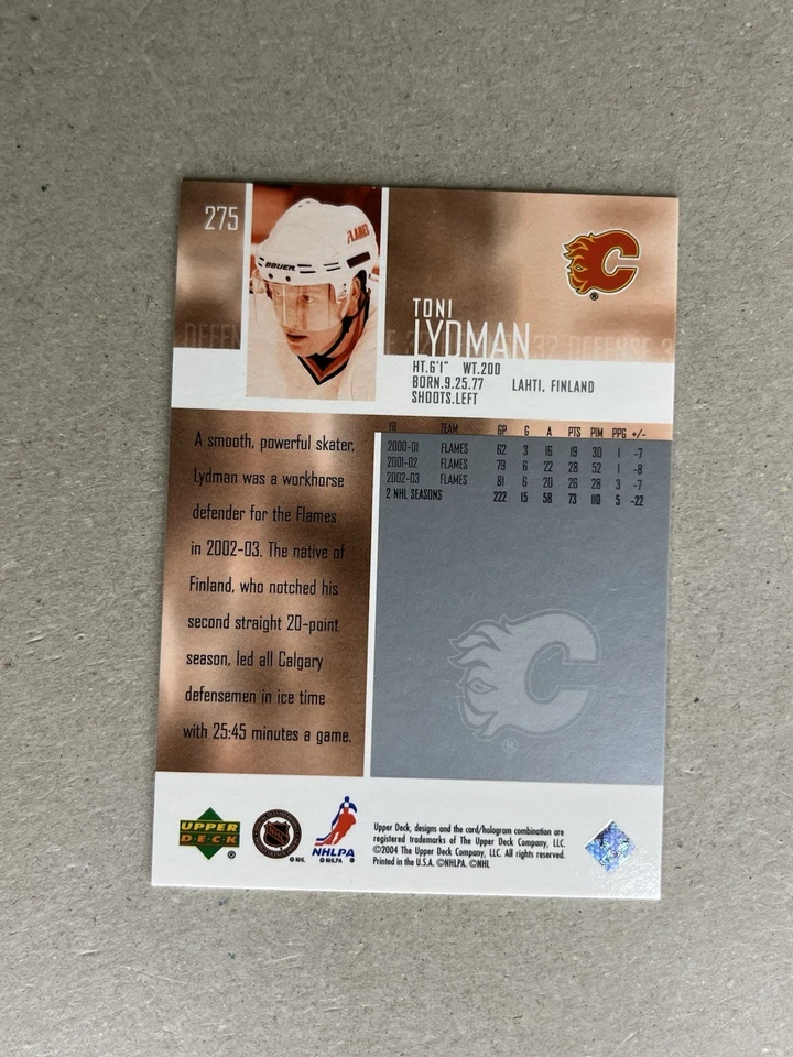 #275 Toni Lydman Calgary Flames 2003-04 Upper Deck - Image 2 of 2