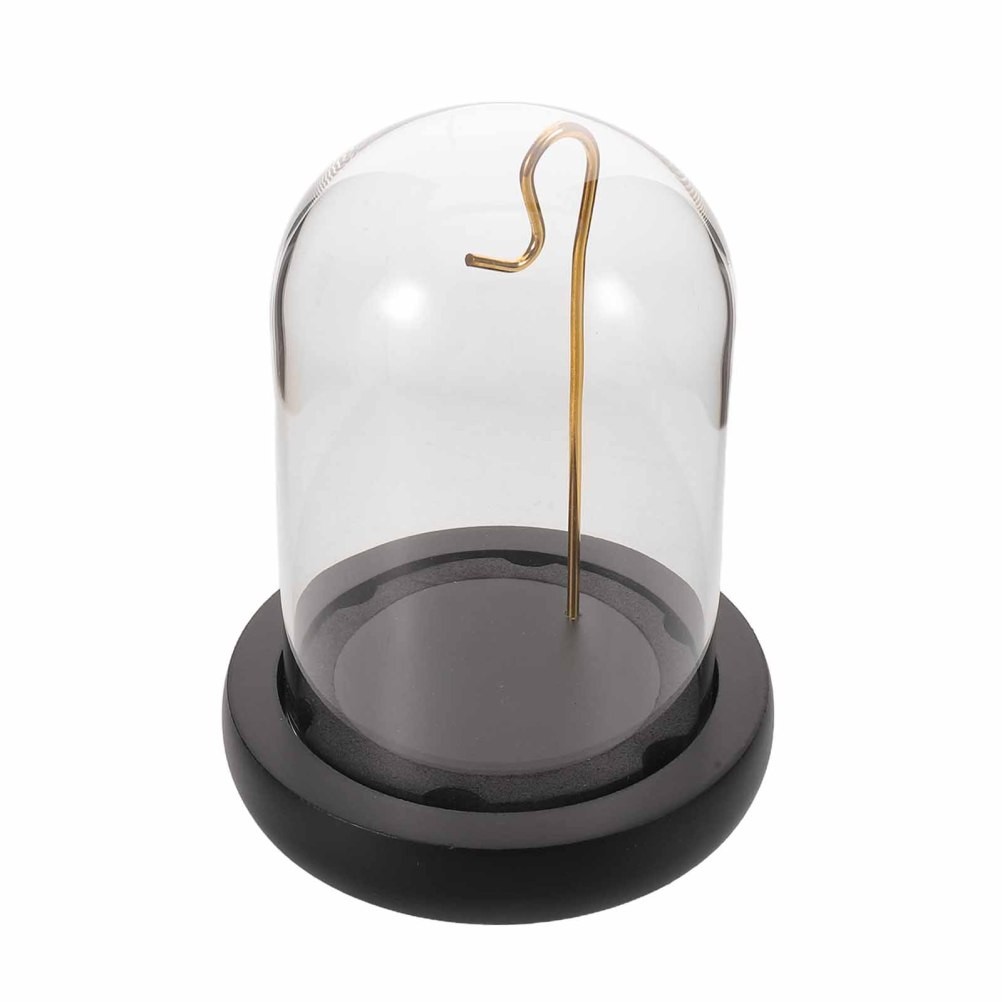 Pocket Watch Holder Display Stand, Glass Dome with Gold Metal Hook