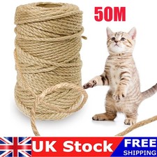 50M Cat Scratching Sisal Rope 6mm Thick Natural Jute Rope for Scratch Posts DIY