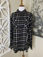 NWT SANCTUARY STITCH FIX small PLAID PRINT HOLI BUTTON DOWN TOP