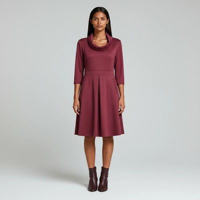 Max Mara MAX & CO Dress Size M Wool Mix Burgundy Jersy Lined Made in Bulgaria