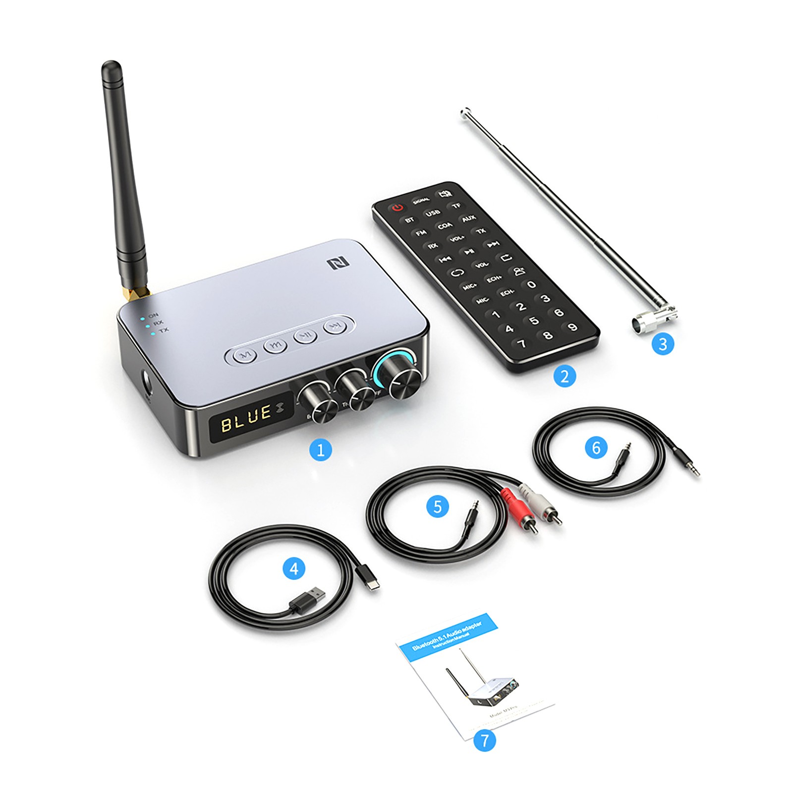 Bluetooth 5.1 Audio Adapter with NFC AUX RCA Transmitter Receiver