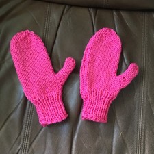 Winter Kids Mittens, Pink, Size Large, NEW, Handmade, 9" x 3.5"