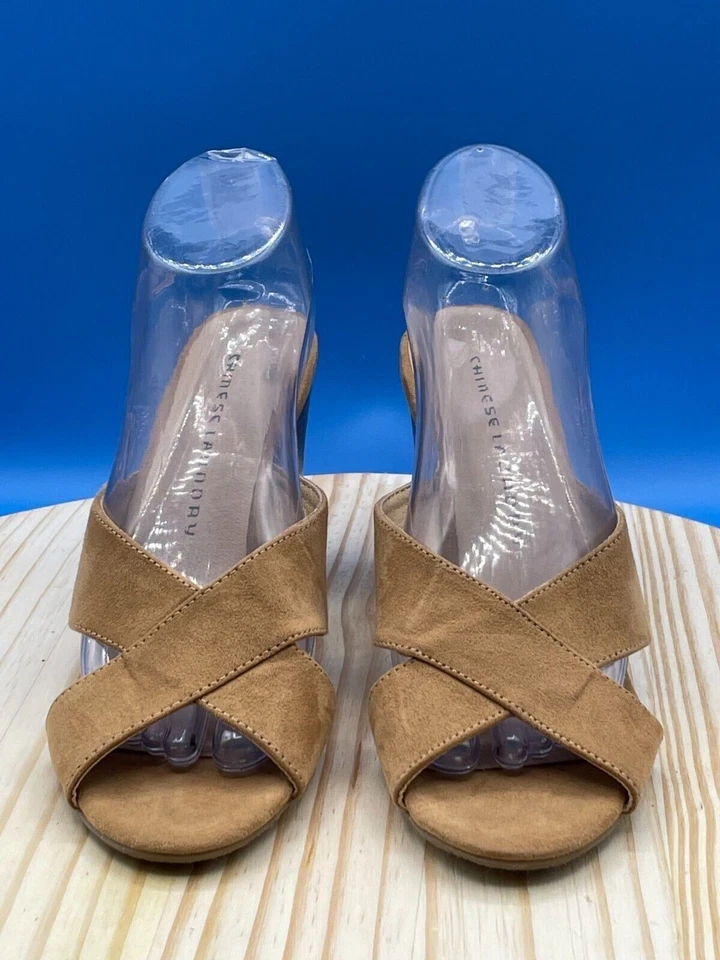 Sandalia china lavandería Z-Belize para mujer talla 9M cuero marrón sin cordones tacón bloque Foto 2 de 4