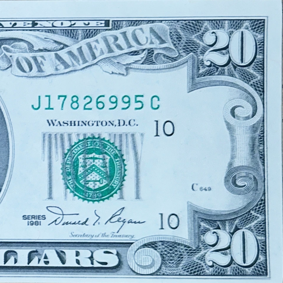 1981 $20 Federal Reserve Note - Kansas City “J” - Crisp Uncirculated - Image 4 of 4