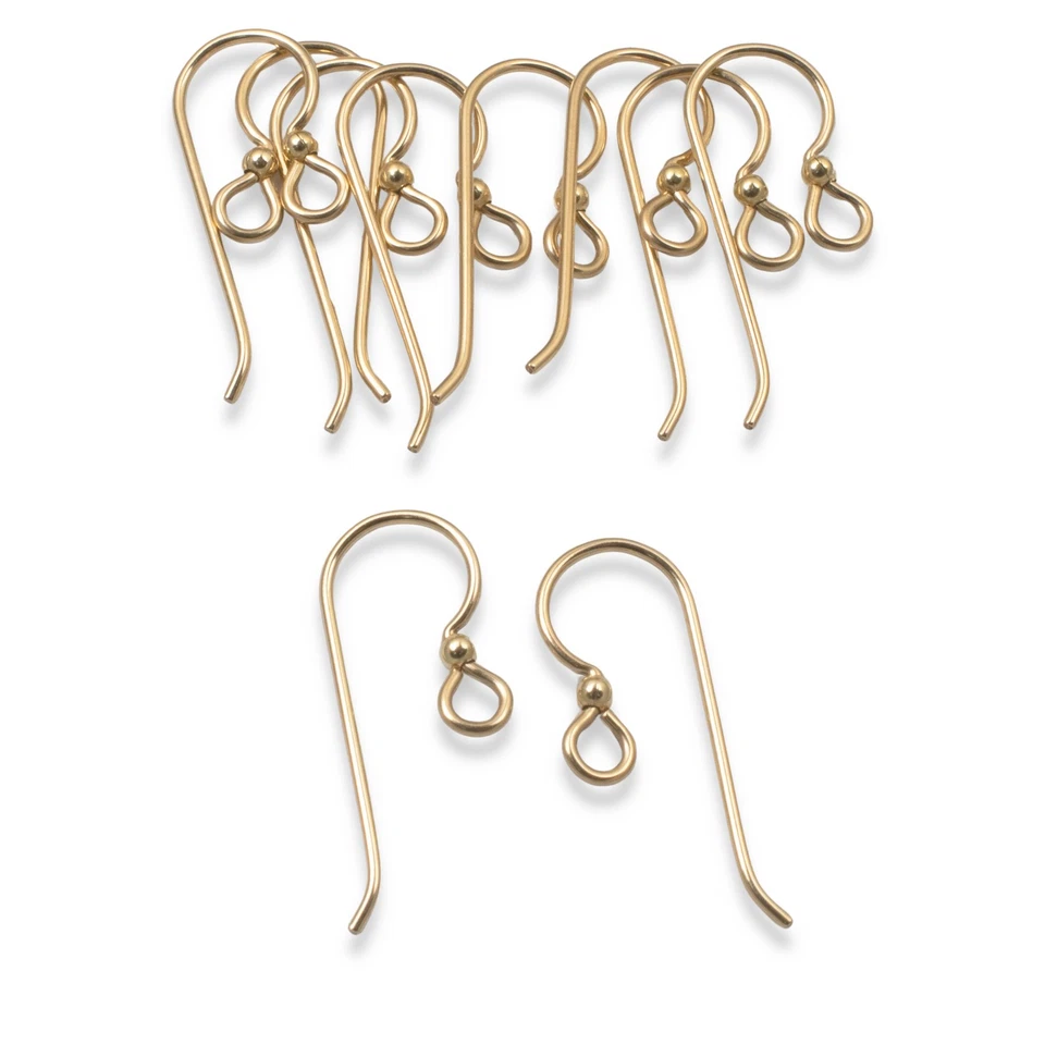 Alambres de oreja rellenos de oro premium 14/20 con cuentas de 2 mm, paquete de 10 hallazgos hechos en EE. UU. Foto 4 de 4