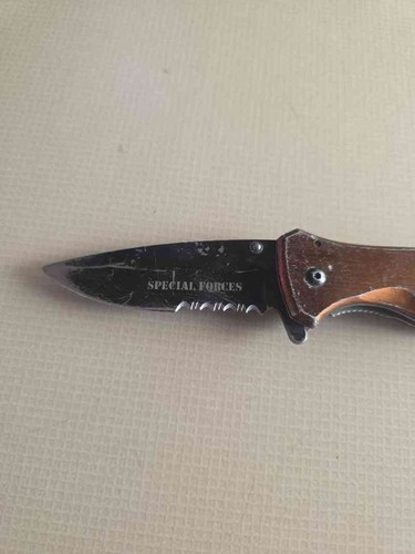 Tactical Folding Pocket Knife Serrated Blade EDC Brown